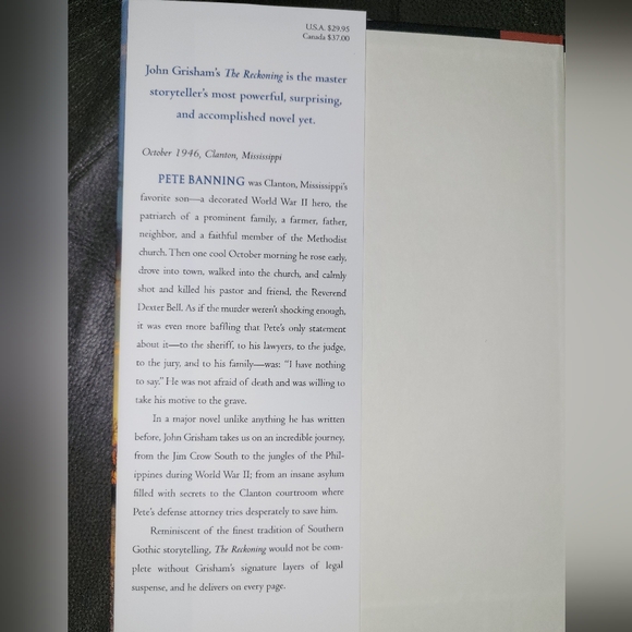 📚 John Grisham "The Reckoning" Legal Thriller Mystery 2018 Hardcover Book - Picture 3 of 3